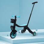 Bicicleta 8 in 1, Embo, Transformabila, Multifunctionala, Reglare Inaltime, cu Maner de Impingere Detasabil, Tricicleta, Trotineta, 3 Roti, Pedale, Cosulet, 3-6 Ani, Albastru - imagine 4
