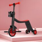 Bicicleta 8 in 1, Embo, Transformabila, Multifunctionala, Reglare Inaltime, cu Maner de Impingere Detasabil, Tricicleta, Trotineta, 3 Roti, Pedale, Cosulet, 3-6 Ani, Rosu - imagine 2