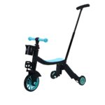 Bicicleta 8 in 1, Embo, Transformabila, Multifunctionala, Reglare Inaltime, cu Maner de Impingere Detasabil, Tricicleta, Trotineta, 3 Roti, Pedale, Cosulet, 3-6 Ani, Albastru