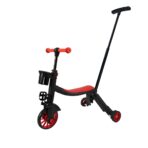 Bicicleta 8 in 1, Embo, Transformabila, Multifunctionala, Reglare Inaltime, cu Maner de Impingere Detasabil, Tricicleta, Trotineta, 3 Roti, Pedale, Cosulet, 3-6 Ani, Rosu