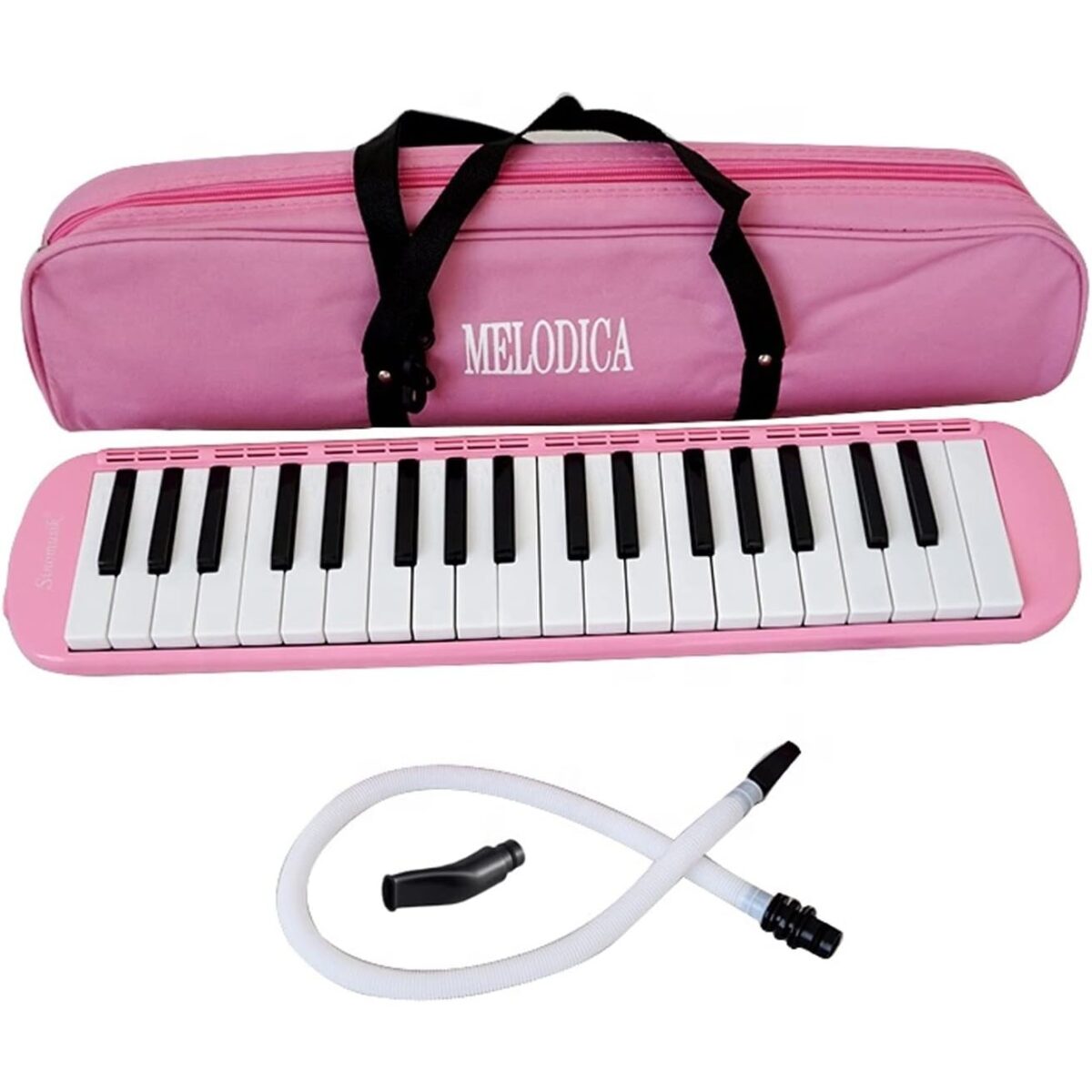 Muzicuta Melodica 32 Clape, Embo, din ABS, pentru Incepatori, 45 x 13 x 7 cm, Include Husa si Suflator, Roz - imagine 2