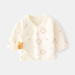 Pijama Bluza pentru Nou-nascuti, Embo, din Bumbac, stil de Primavara - Toamna, Topic pentru Bebelusi, Print Ursulet, Marimea 52 cm, Bej