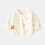 Pijama Bluza pentru Nou-nascuti, Embo, din Bumbac, stil de Primavara - Toamna, Topic pentru Bebelusi, Print Ursulet, Marimea 52 cm, Bej