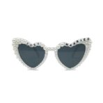 Ochelari Decorativi, Embo, Model Just Married, cu Perle, pentru Nunta, din PC, 15.3 x 5.7 x 14.5 cm, Alb - imagine 6
