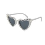 Ochelari Decorativi, Embo, Model Just Married, cu Perle, pentru Nunta, din PC, 15.3 x 5.7 x 14.5 cm, Alb - imagine 7