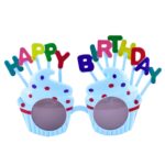 Ochelari Happy Birthday, Embo, Tematica Aniversare, Protectie Soare, din Plastic, Model Prajiturele, 18.5x11.5 cm, Albastru