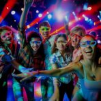 Ochelari de Petrecere cu LED, Embo, Model Neon, din Plastic, 3 Moduri de Iluminat, Marime Universala, Multicolor - imagine 9