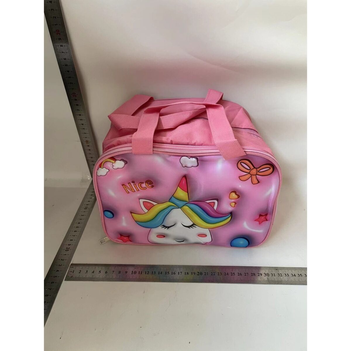 Geantă Frigorifică, Embo, cu Desene Animat 3D, Portabilă pentru Copii, de Prânz, din Pânză Oxford, 27.5x18x20 cm, Model Unicorn, Roz - imagine 2