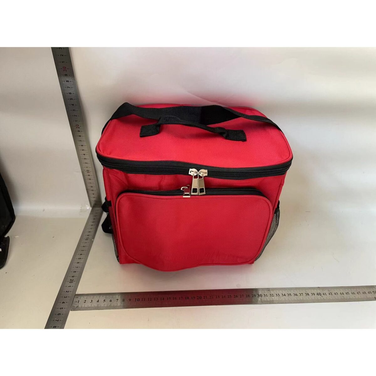 Geanta pentru Pranz, Embo, Multifunctionala, Compartimentata, 2 Tipuri de Manere, Impermeabila, 26x24x17 cm, Rosu - imagine 2