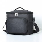 Geanta pentru Picnic cu izolare termica, Embo, Multifunctionala, Compartimentata, 2 Tipuri de Manere, Impermeabila, 26x24x17 cm, Negru