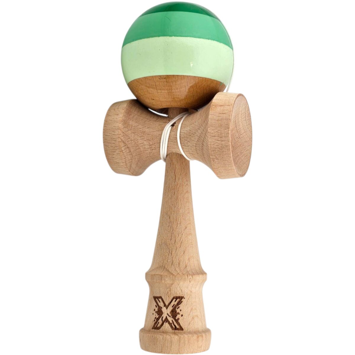 Kendama X Originala, Profesionala, Embo, Super Sticky din Lemn, 18 cm, Verde Mix - imagine 4