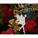 Ornament brad de Craciun, Perlat, in forma de Inger, 8 cm x 14 cm, Plastic, Embo - imagine 3