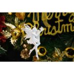 Ornament brad de Craciun, Perlat, in forma de Inger, 8 cm x 14 cm, Plastic, Embo - imagine 4
