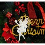 Ornament brad de Craciun, Perlat, in forma de Inger, 8 cm x 14 cm, Plastic, Embo - imagine 7