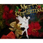 Ornament brad de Craciun, Perlat, in forma de Inger, 8 cm x 14 cm, Plastic, Embo - imagine 8