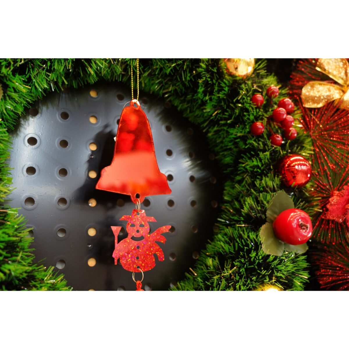 Ornament brad, Embo, Clopotel, Om de zapada, Rosu, Lucios, 10*28CM, Acril, Interior/ Exterior - imagine 3