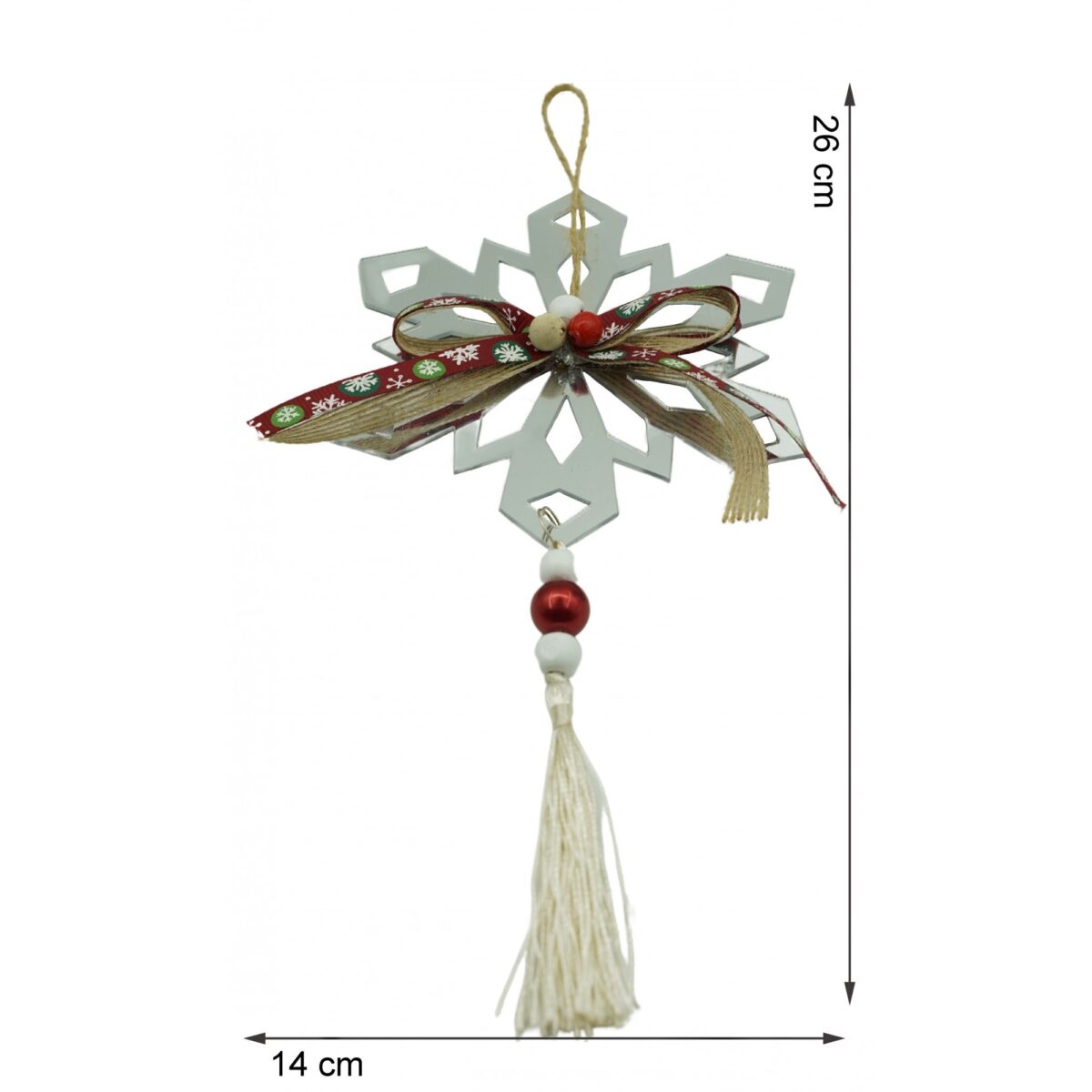 Ornament brad, Embo, Fulg de nea, Argintiu, Lucios, 14*26CM, Acril, Interior/ Exterior - imagine 6