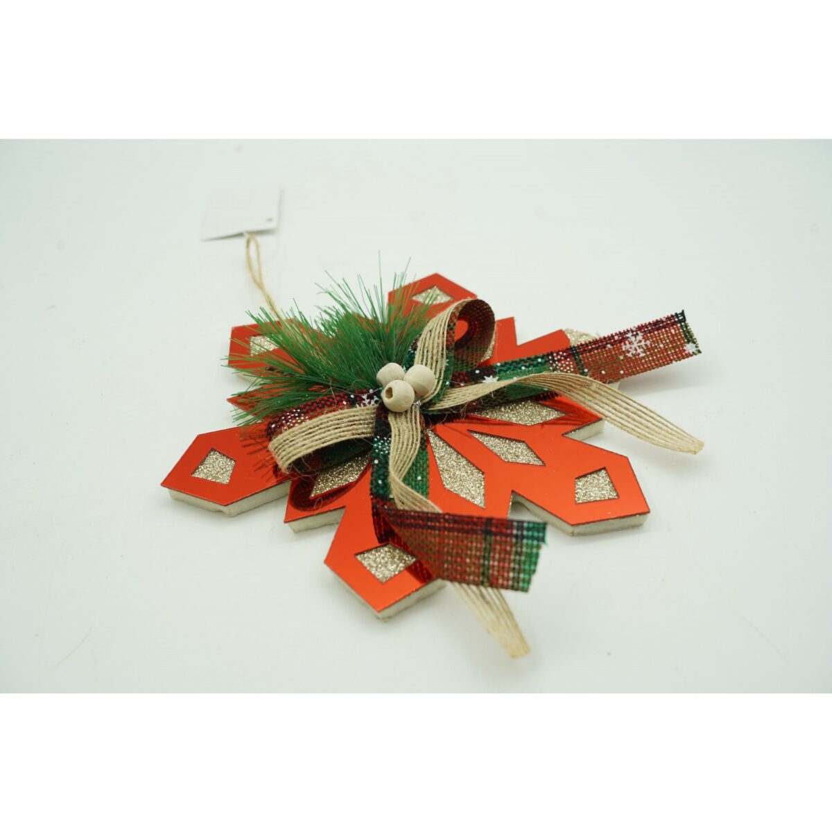 Ornament brad, Embo, Fulg de nea, Rosu, Lucios, 15*15CM, Acril, Interior/ Exterior - imagine 5