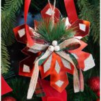 Ornament brad, Embo, Fulg de nea, Rosu, Lucios, 15*15CM, Acril, Interior/ Exterior - imagine 9