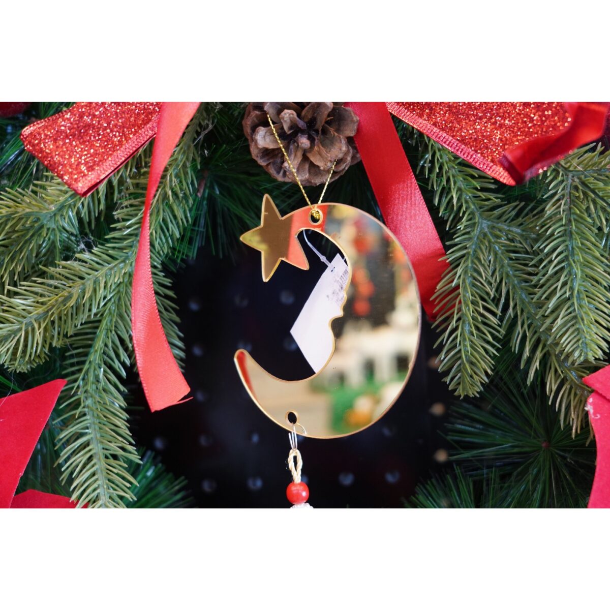 Ornament brad, Embo, Luna, Auriu, Lucios, 10*25CM, Acril, Interior/ Exterior - imagine 2