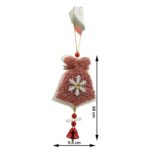 Ornament de brad broderie cu clopot, Embo, roz, lemn, 18 cm - imagine 4
