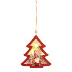 Ornament de Brad, Embo, cu Lumini LED, din Lemn, Figurina Elf, Model Brad, Multicolor