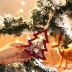 Ornament de Brad, Embo, cu Lumini LED, din Lemn, Figurina Elf, Model Brad, Multicolor - imagine 4