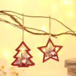 Ornament de Brad, Embo, cu Lumini LED, din Lemn, Figurina Elf, Model Brad, Multicolor - imagine 8
