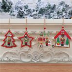 Ornament de Brad, Embo, cu Lumini LED, din Lemn, Figurina Spargatorul de Nuci, Model Stea, Multicolor - imagine 7