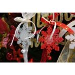 Ornament de brad fulg de nea, Embo, rosu, lemn, 25 cm - imagine 8