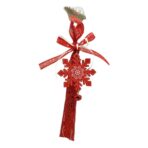 Ornament de brad fulg de nea, Embo, rosu, lemn, 25 cm