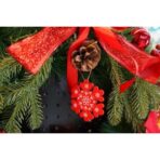 Ornament de brad fulg de nea, Embo, rosu, lemn, 7.5 cm - imagine 3