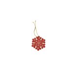 Ornament de brad fulg de nea, Embo, rosu, lemn, 7.5 cm