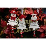 Ornament de brad mos craciun, Embo, alb, lemn, 20 cm - imagine 4