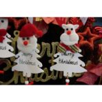 Ornament de brad mos craciun, Embo, alb, lemn, 20 cm - imagine 8