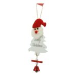 Ornament de brad mos craciun, Embo, alb, lemn, 20 cm