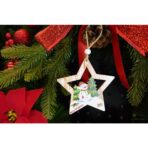 Ornament de brad stea cu om de zapada, Embo, multicolor, lemn, 9.9 cm - imagine 3