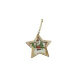 Ornament de brad stea cu ren, Embo, multicolor, lemn, 9.9 cm - imagine 2