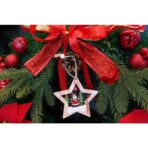 Ornament de brad stea cu ren, Embo, multicolor, lemn, 9.9 cm - imagine 3