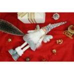 Ornament de Craciun ingeras, Embo, alb/gri, textil, 53 cm - imagine 4