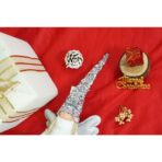 Ornament de Craciun ingeras, Embo, alb/gri, textil, 53 cm - imagine 5