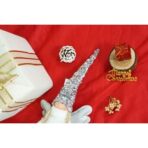 Ornament de Craciun ingeras, Embo, alb/gri, textil, 53 cm - imagine 6