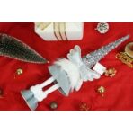 Ornament de Craciun ingeras, Embo, alb/gri, textil, 53 cm - imagine 12