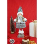 Ornament de Craciun papusa, Embo, gri/alb, textil, 43 cm - imagine 3