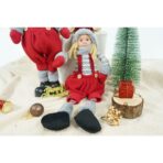 Ornament de Craciun papusa, Embo, rosu/gri, textil, 62 cm - imagine 9