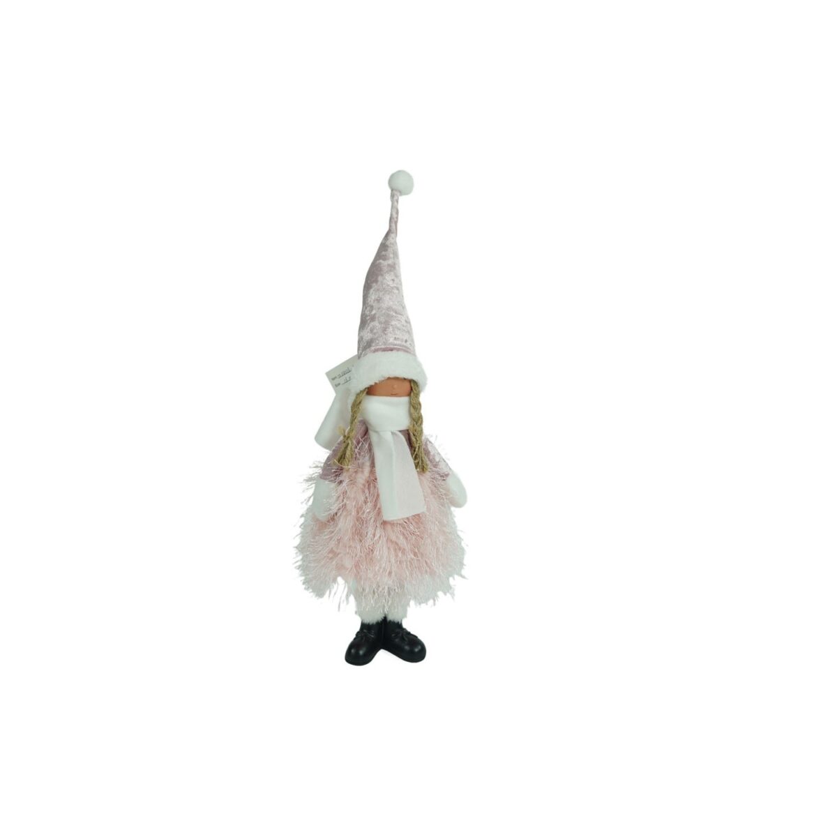 Ornament de Craciun papusa, Embo, roz/alb, textil, 44 cm - imagine 2