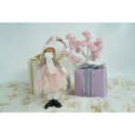 Ornament de Craciun papusa, Embo, roz/alb, textil, 44 cm - imagine 5