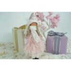 Ornament de Craciun papusa, Embo, roz/alb, textil, 44 cm - imagine 9