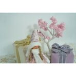 Ornament de Craciun papusa, Embo, roz/alb, textil, 44 cm - imagine 12