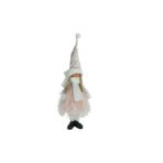 Ornament de Craciun papusa, Embo, roz/alb, textil, 44 cm